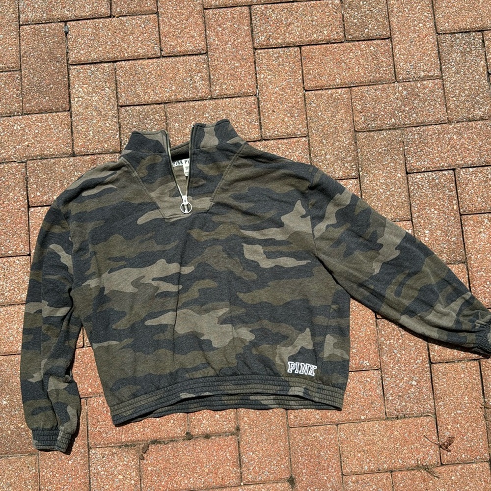 PINK Camo Cropped Quarter Zip